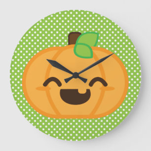 Relógio Grande Kawaii Jack O Lanterna Pumpkin Wall Clock