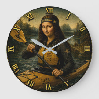 Relógio Grande Kayaking Funny Mona Lisa Kayaker Gift