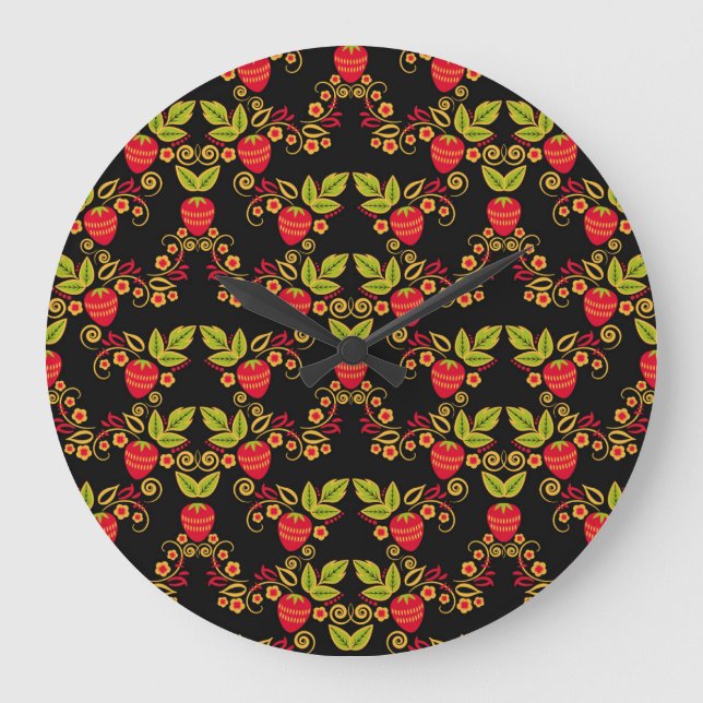 Relógio Grande Khokhloma Berries Russo: Estilo Tradicional (Frente)