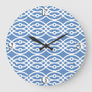 Relógio Grande Kimono impressão, azul-céu e branco