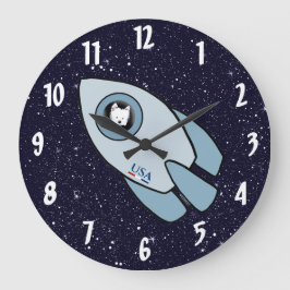 Relógio Grande KiniArt Space Rocket Dog Westie
