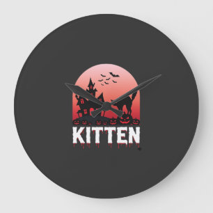 Relógio Grande Kit de Halloween Gatinho Casa Assombrada Design de