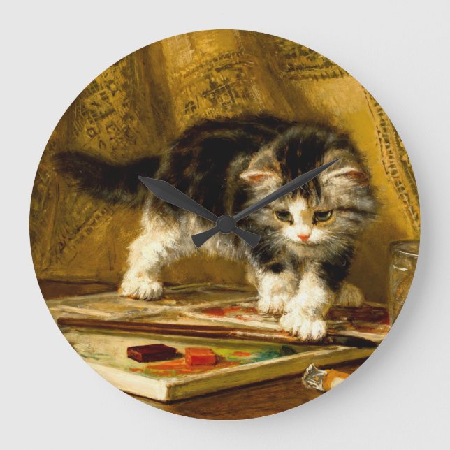 Relógio Grande Kitten com pintura e escovas (Frente)