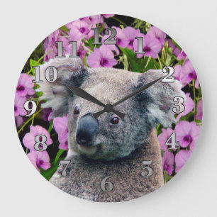 Relógio Grande Koala e orquídeas