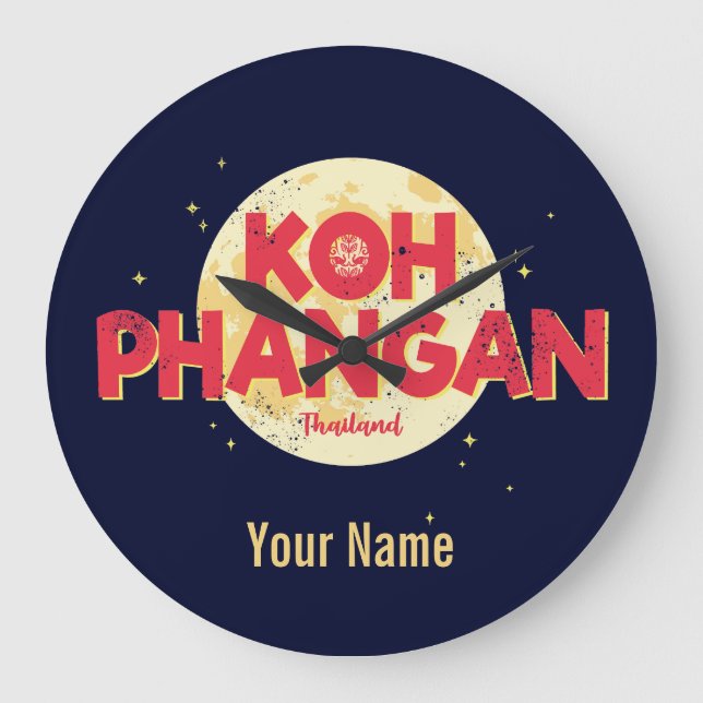 Relógio Grande Koh Phangan com a ilha de colheita de lua Tailândi (Frente)