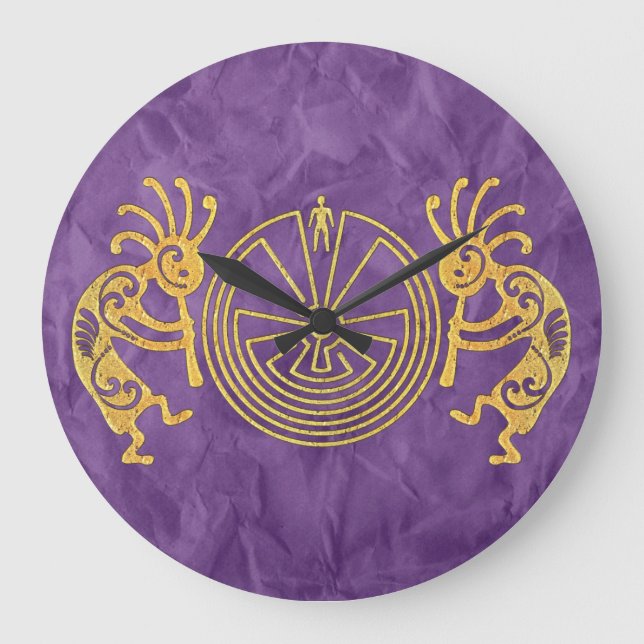 Relógio Grande KOKOPELLI / HOMEM NO ouro MAZE + suas ideias (Frente)