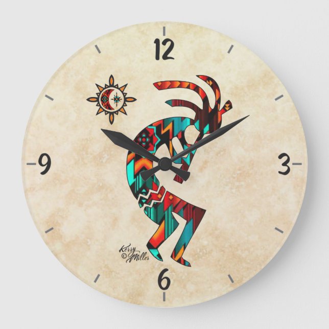 Relógio Grande Kokopelli Round Wall Clock (Frente)