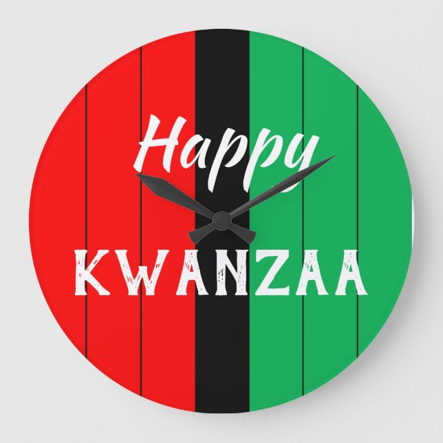 Relógio Grande Kwanzaa Kinara Red Black Green Stripes Padrão (Frente)