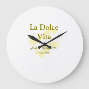 Relógio Grande La Dolce Vita casal amarelo Nome data glit