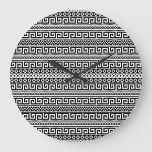 Relógio Grande Labirinto Geométrico Minimalista Linhas Preto Bran