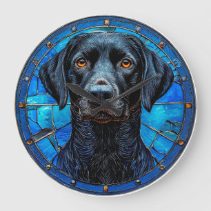 Relógio Grande Labrador em vitral