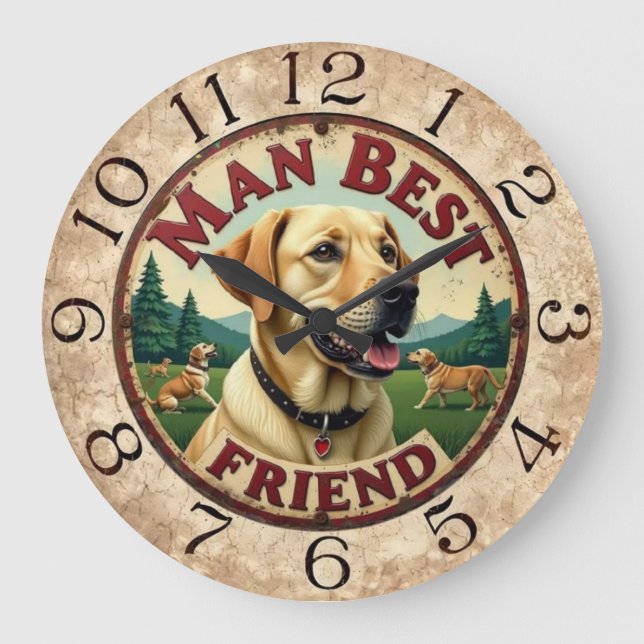 Relógio Grande  Labrador  Grandchildren's Gift for Grandparents (Frente)