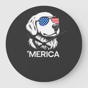 Relógio Grande Labrador Patriótico Bandeira Americana Quatro de J
