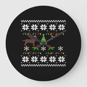 Relógio Grande Labrador Preto e Labrador Chocolate Feliz Natal