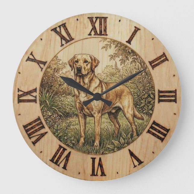 Relógio Grande  Labrador Retriever wooden Wall Clock  (Frente)