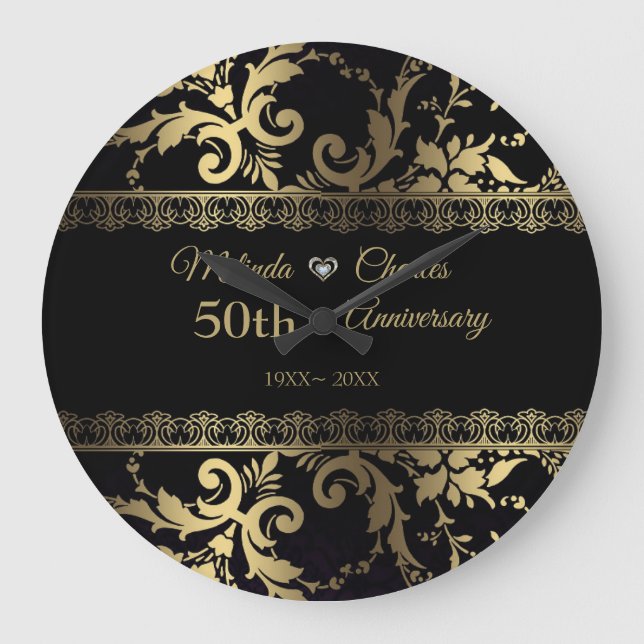 Relógio Grande Lace E Máscara Dourada Elegante (Frente)