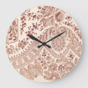 Relógio Grande Lace Floral Rosa