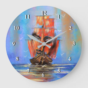 Relógio Grande Lady Sailboat de navegação livre - Pintura de ar