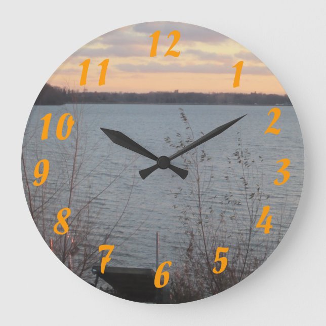Relógio Grande Lago Shore Sunset Clock (Frente)