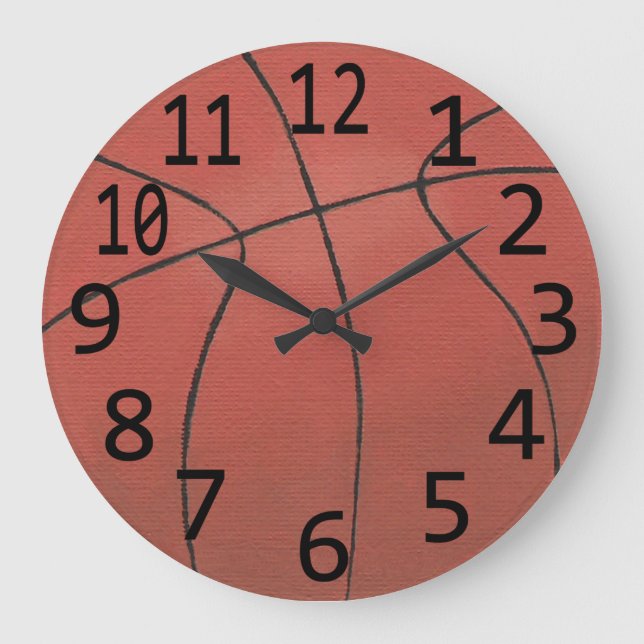 Relógio Grande Lar desportivo de pintura de basquete com grandes  (Frente)