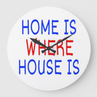 RELÓGIO GRANDE LAR É ONDE A CASA É FONTS AZUL & VERMELHO