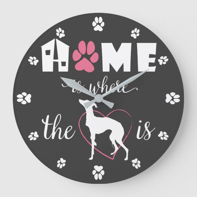 Relógio Grande Lar é onde Iggy dog é Engraçado Quote White texto (Frente)