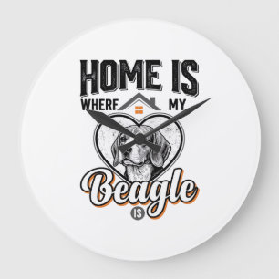 Relógio Grande Lar é Onde Meu Beagle Está Design Vintage de Cacho