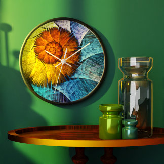Relógio Grande Laranja Amarelo Amarelo Abstrato