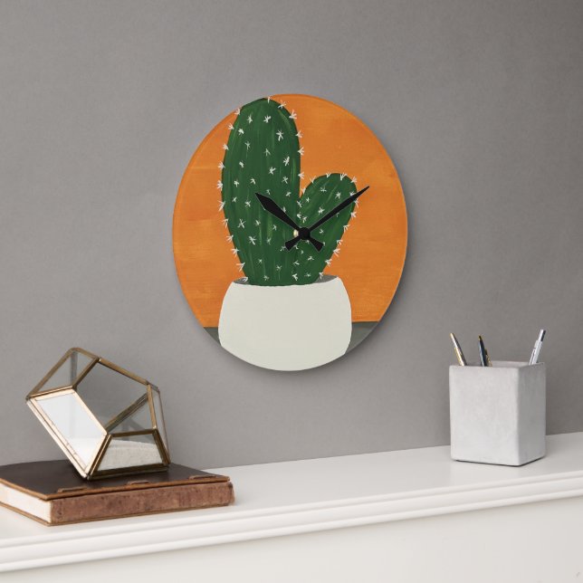 Relógio Grande Laranja e Cinza Acrílico Potente (Escritório)