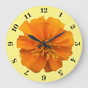 Relógio Grande Laranja Marigold com fundo amarelo
