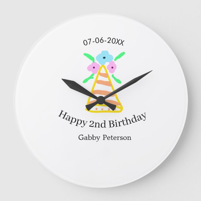 Relógio Grande Laranja que segundo aniversário crianças retro bri (Frente)