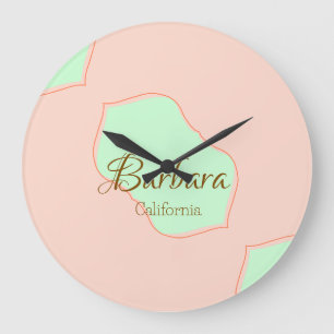 Relógio Grande Laranja verde pastel boho adicionar nome lugar rús