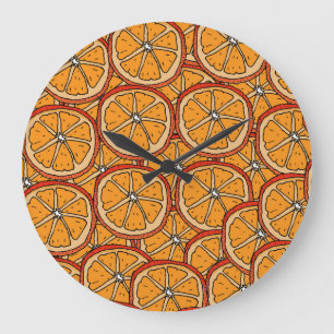 Relógio Grande Laranjas Desenhadas À Mão: Sem Costura