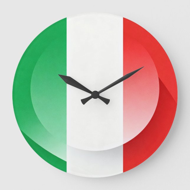 Relógio Grande Large Modern Italian Flag Wall Clock (Frente)