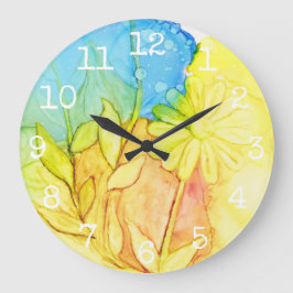 Relógio Grande Large Round Clock "Flowers Ink 3"