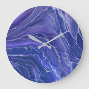 Relógio Grande Lavanda Azul Muito Peri Marble AcryAbstrato