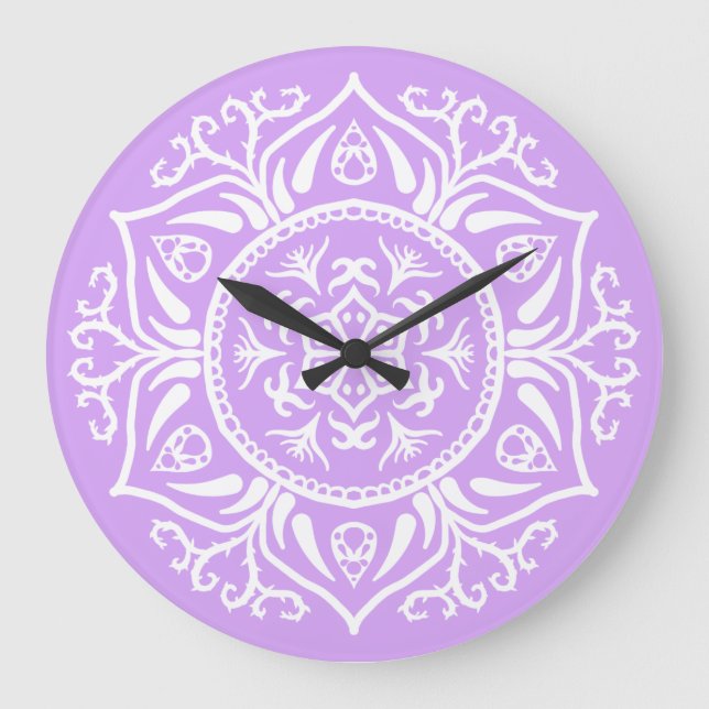 Relógio Grande Lavanda Mandala (Frente)