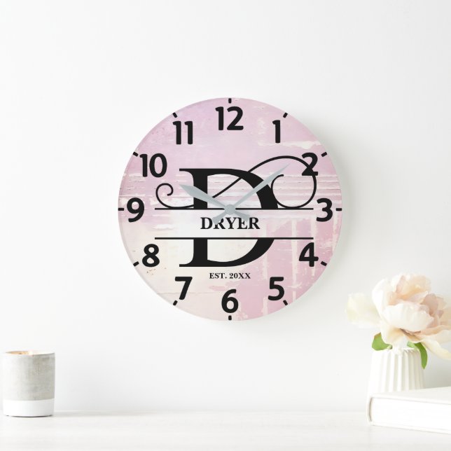 Relógio Grande Lavanda pálida D Monograma (Lar)
