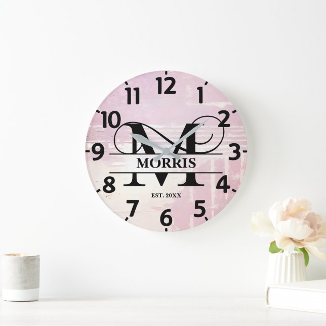 Relógio Grande Lavanda pálida - M Monograma com dificuldades (Lar)