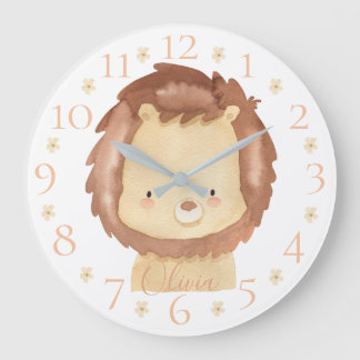 Relógio Grande Leão de Bebê Personalizado de Cor de Água Cuja Cob
