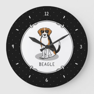 Relógio Grande Legal Beagle com óculos de sol (triz cor 3) Engraç