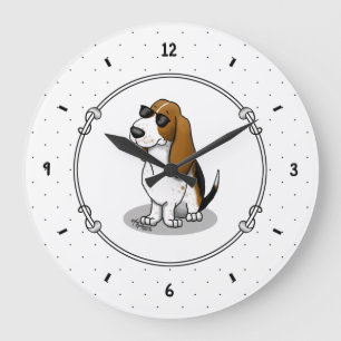 Relógio Grande Legal cão de caça e óculos de sol (tricolor 1)