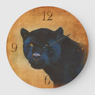Relógio Grande Legal Jaguar Panther Selvagem Negro Grande Gato