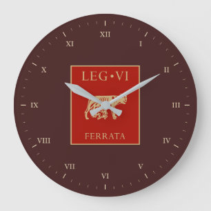 Relógio Grande Legio VI Ferrata Estandarte com Numerais Romanos