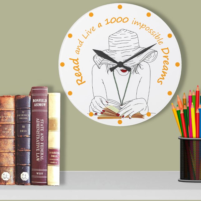 Relógio Grande Leia e viva 1000 sonhos impossíveis (Criador carregado)