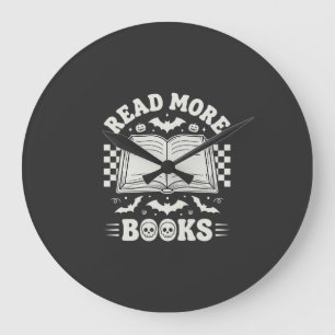 Relógio Grande Leia Mais Livros Retro Halloween Amante de Livros