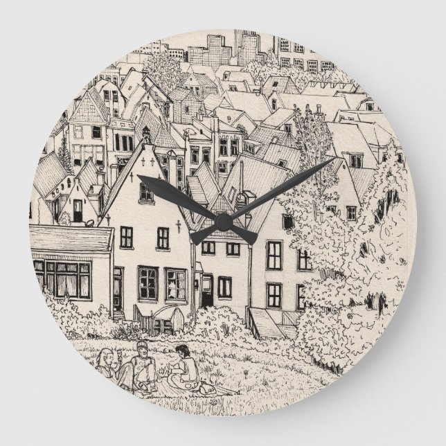 Relógio Grande Leiden South Holland Países Baixos Desenho de Tint (Frente)