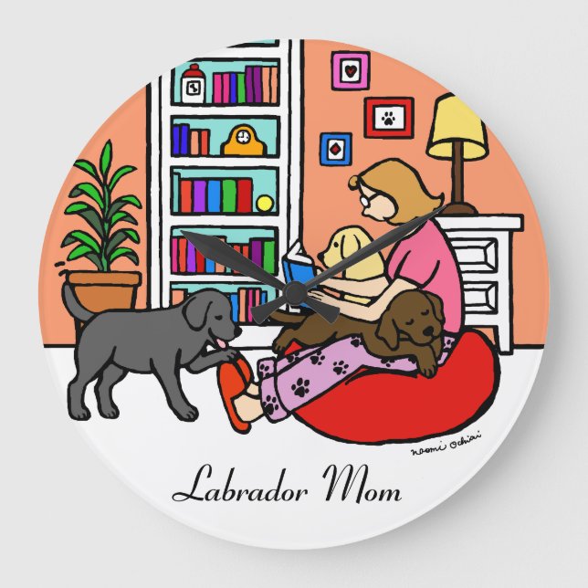 Relógio Grande Leitura da mamã de Labrador (Frente)