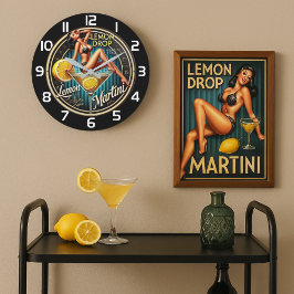 Relógio Grande Lemon Drop Martini Modern bar