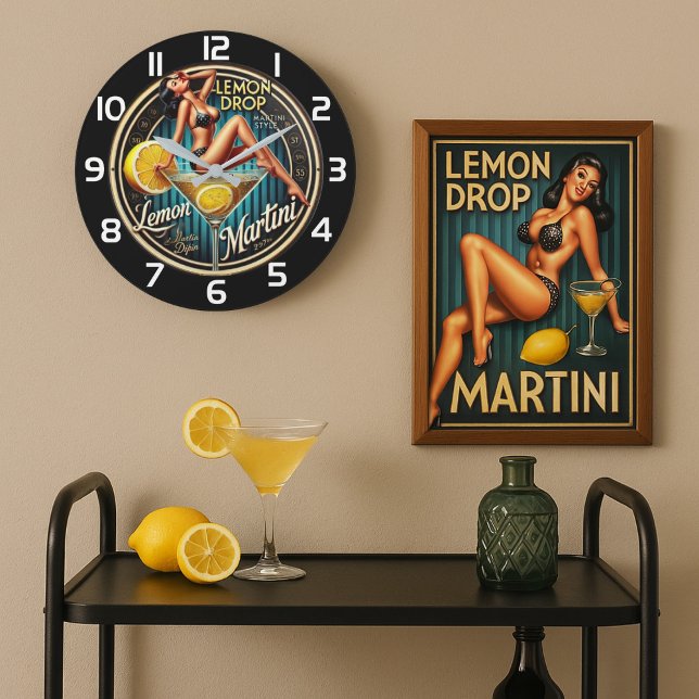 Relógio Grande Lemon Drop Martini Modern bar (Criador carregado)